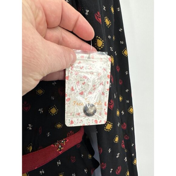 Free People Top Where We Roam Crossover Wrap Long Sleeve Printed Blouse Size S - Picture 6 of 12